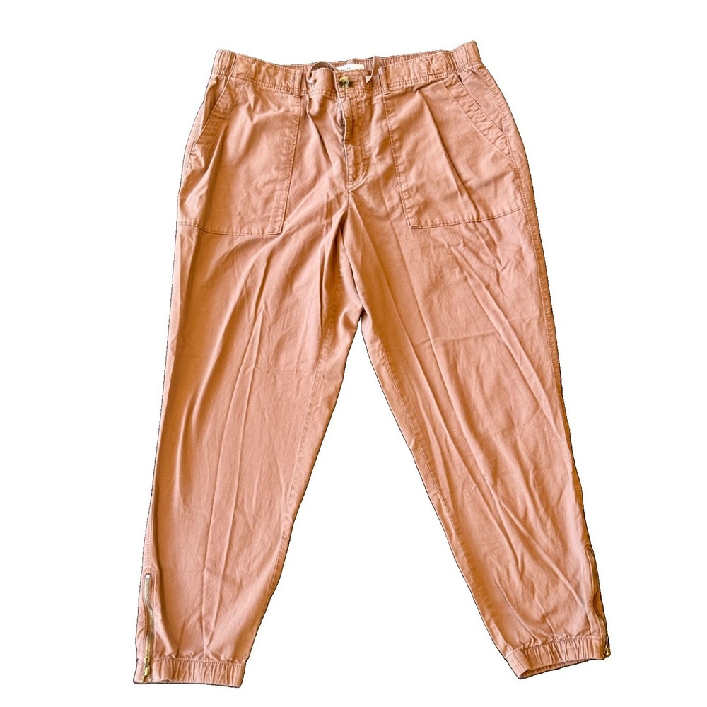 Sonoma Goods For Life Women's 0X Brown Pull On Jogger Pants Ankle Zip Pockets